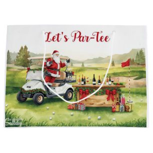 Golfer Santa Claus on Golf Course Christmas  Large Gift Bag