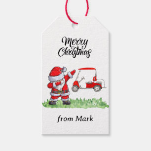 Golfer Santa Cluas Dabbing Golf Christmas Party Gift Tags