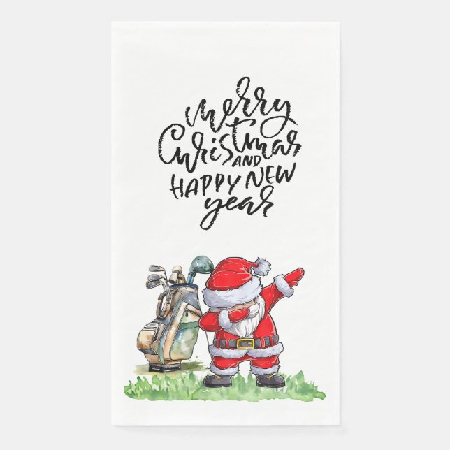 Golfer Santa Cluas  Dabbing Golf Christmas Party  Napkin (Front)