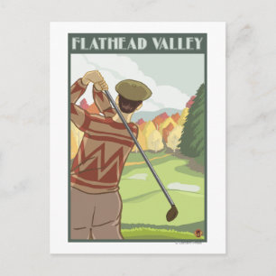 Golfer Scene - Flathead lake, Montana Postcard