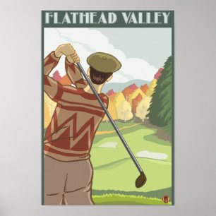 Golfer Scene - Flathead lake, Montana Poster