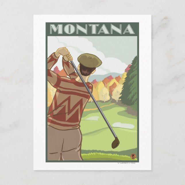 Golfer SceneMontanaVintage Travel Poster Postcard (Front)