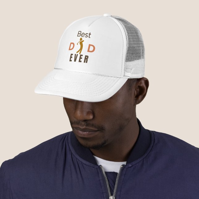Golfer Silhouette Best Dad Ever Modern Fathers Day Trucker Hat (In Situ)