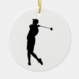 Golfer Silhouette Ceramic Ornament