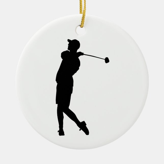 Golfer Silhouette Ceramic Ornament (Front)