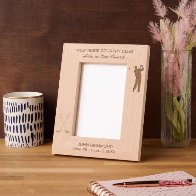 Golfer Silhouette Hole in One Award Etched Frames (Left)