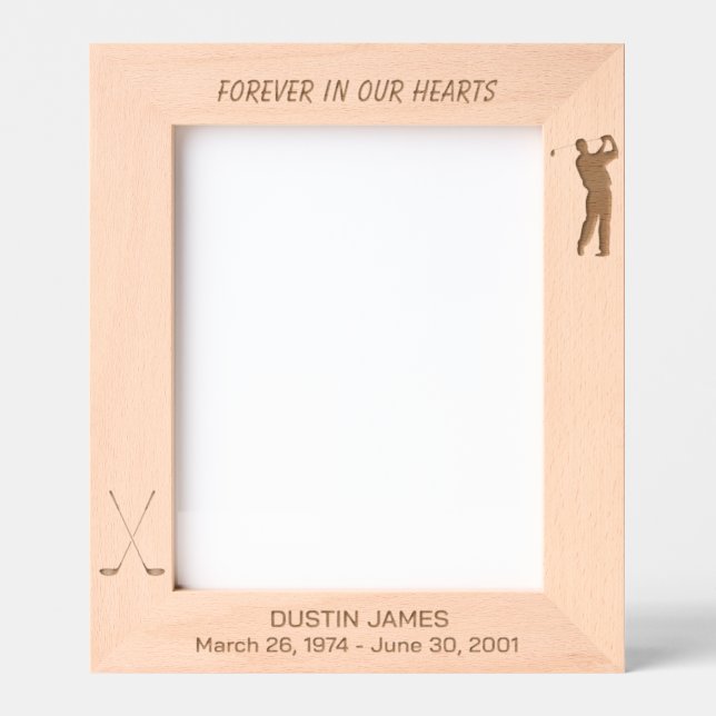 Golfer Silhouette Memorial Etched Frames (Front)