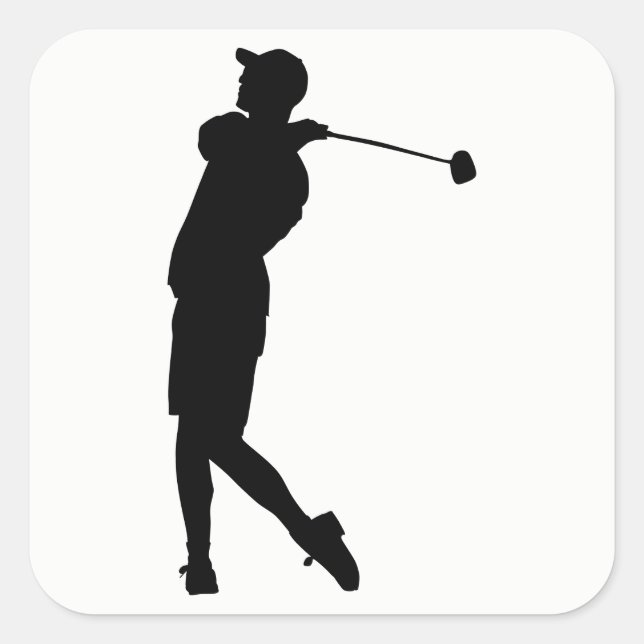 Golfer Silhouette Square Sticker (Front)