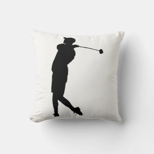 Golfer Silhouette Throw Pillow