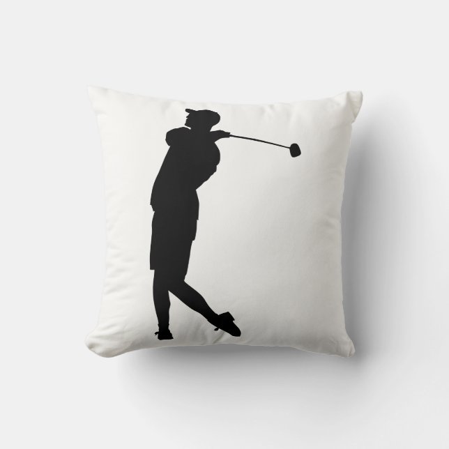 Golfer Silhouette Throw Pillow (Front)