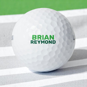 Golfer Simple Green Bold Name Golf Balls