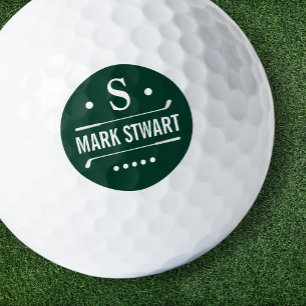 Golfer Simple Monogram golf ball with name