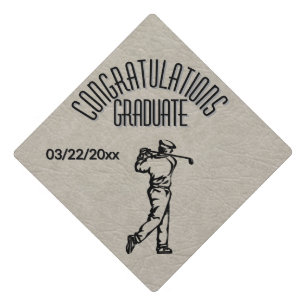 Golfer Sport Design Leather Look Graduation Cap Topper