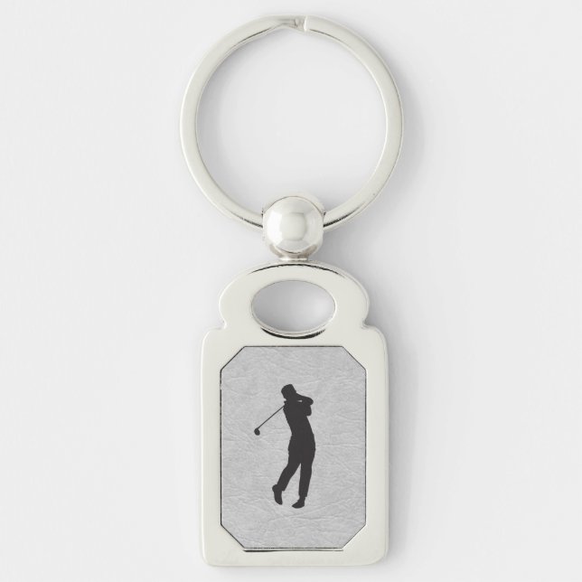Golfer Sport Design Leather Look  Keychain (Front)