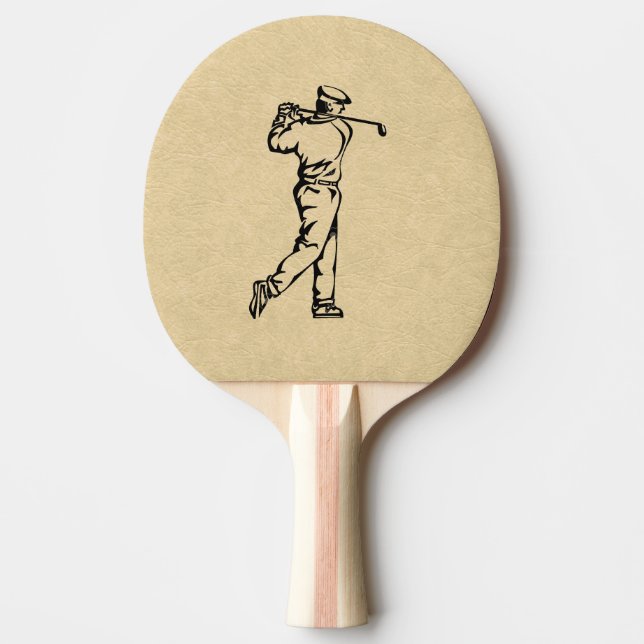 Golfer Sport Design Leather Look Ping Pong Paddle (Front)