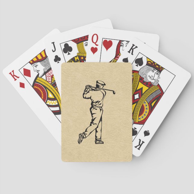 Golfer Sport Design Leather Look Playing Cards (Back)