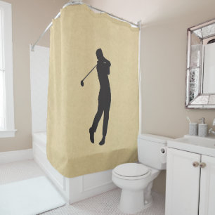 Golfer Sport Design Shower Curtain Leather Look