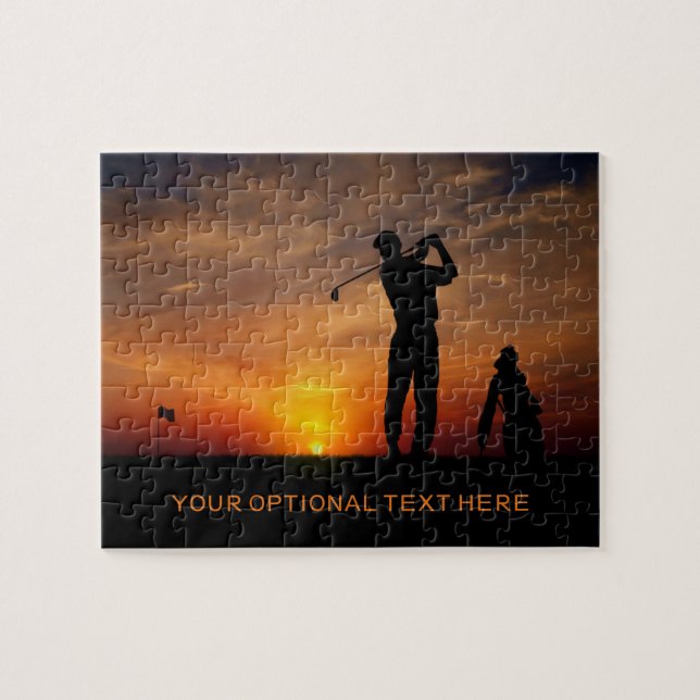 Golfer Sunset custom text puzzle (Horizontal)