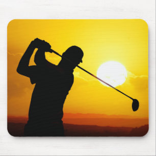 golfer sunset mouse pad