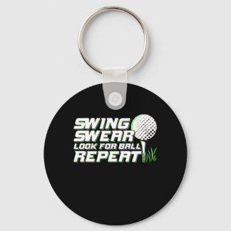 Golfer Swing Sweat Look For Ball Keychain
