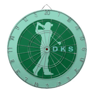 Golfer Swinging Club Green Golf Personalized Dartboard