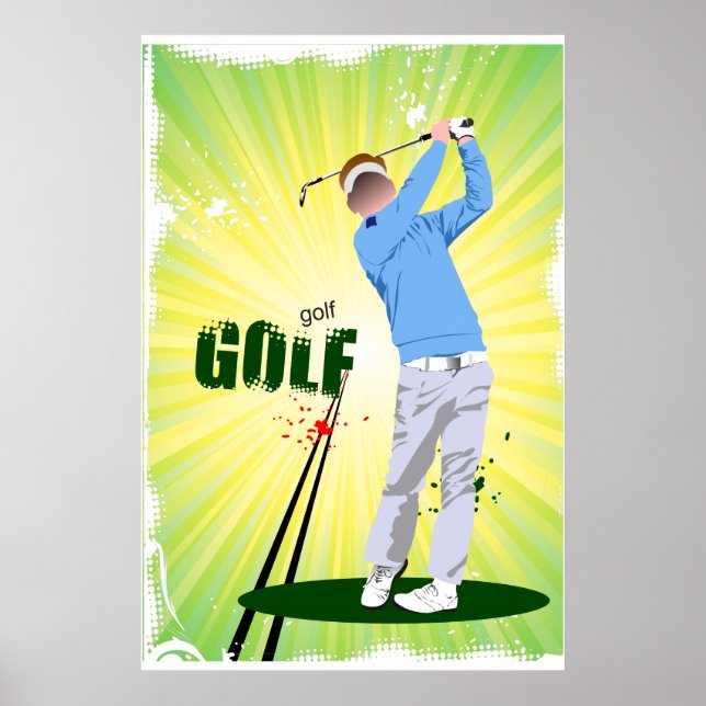 Golfer Swinging Golf Club Poster (Front)