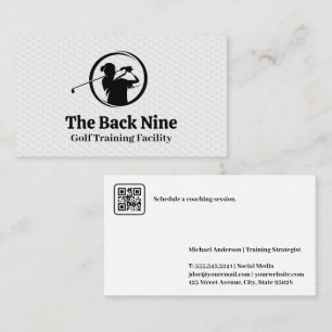 Golfer Swinging Logo Golf Ball Pattern Business Card