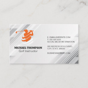 Golfer Swinging Logo   Instructor Business Card