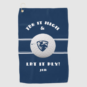 Golfer Tee It High Monogrammed Blue Sports Player Golf Towel