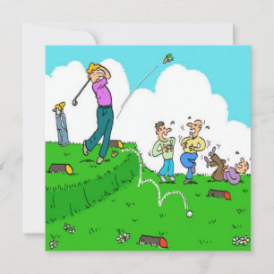 Golfer Tee Off Failure Cartoon