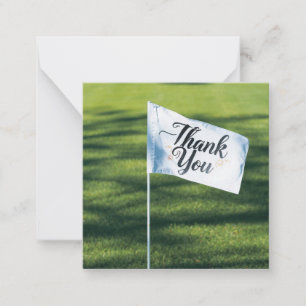 Golfer thank you word on flag card