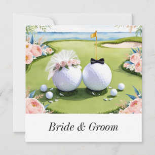 Golfer Wedding Invitation with golf ball on green