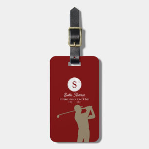 Golfer with Golf Club Elegant Red Luggage Tag