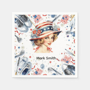 Golfer Woman USA American golfer Party Mood Napkin