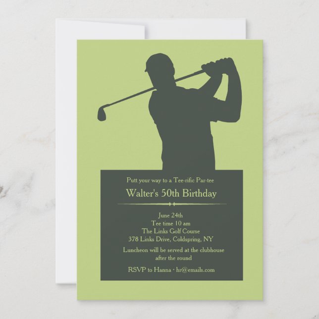 Golfer (YOU PICK COLOR BACKGROUND) Invitation (Front)