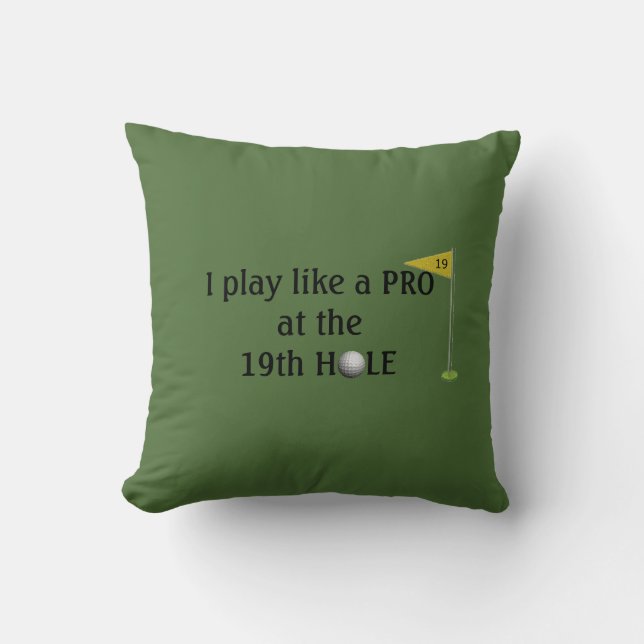 Golfer's 19th Hole Throw Pillow (Front)