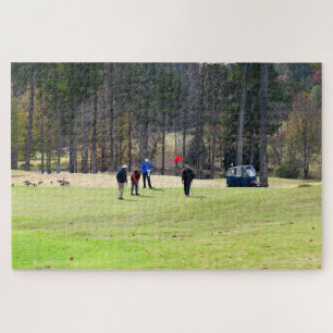 Golfers at putting green jigsaw puzzle