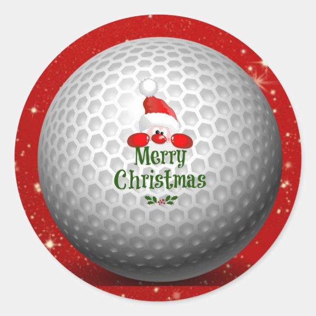 Golfers' Festive Christmas Design--It's Santa! Classic Round Sticker (Front)