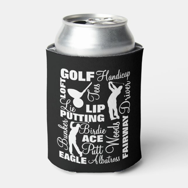 Golfers Golf Terminology Text Graphic Can Cooler (Can Front)