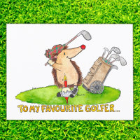 Golfer's Happy Birthday postcard by Nicole Janes