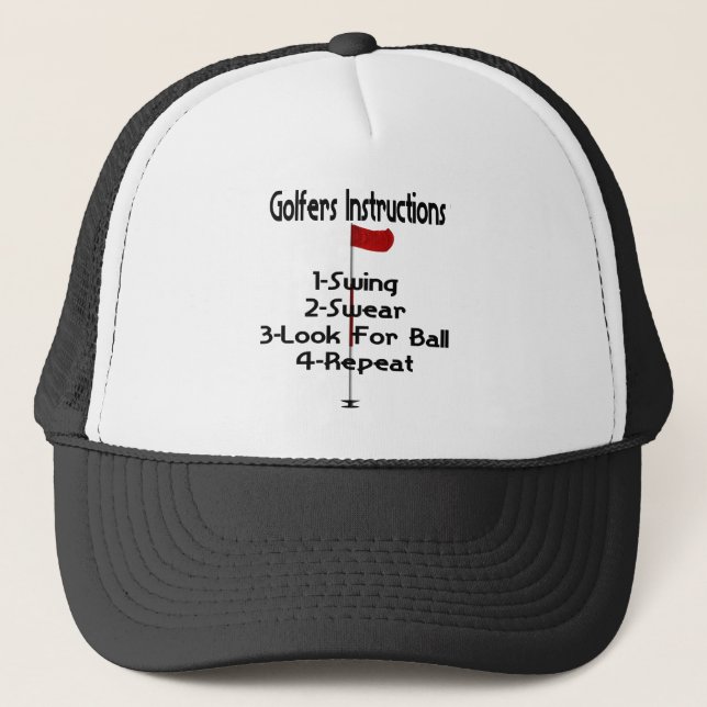 Golfers Instructions Humor Trucker Hat (Front)