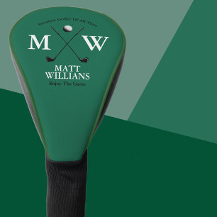 Golfers Monogram on Green Custom Golf Club Head Cover