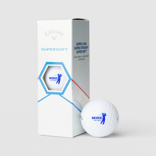 Golfer's Name - Simple Golfer Blue Mark  Golf Balls (Packaging)