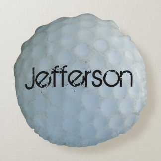 Golfers Personalized distressed golf ball Round Pillow