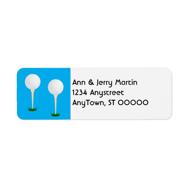  golfers return address label golf balls on blue  (Front)