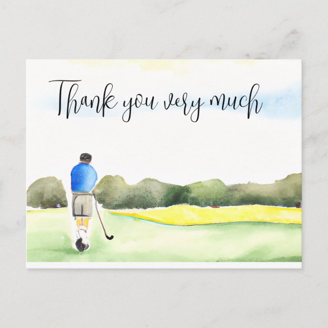 Golfeur en terrain de golf aquarelle carte de reme (Devant)