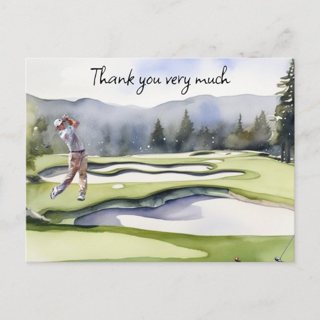 Golfeur en terrain de golf aquarelle carte de reme (Devant)