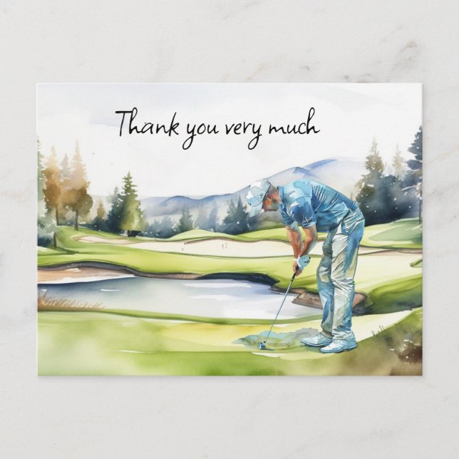 Golfeur en terrain de golf aquarelle carte de reme (Devant)