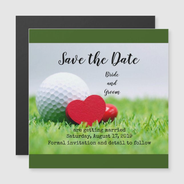 Golfeur Faire-part de mariage avec amour et balle  (Devant / Derrière)