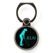 Golfeur Turquoise Silhouette Monogram Aqua